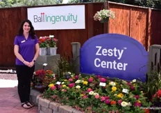 Kelsey Fletcher of Ball Ingenuity presenting Zesty Zinnias. These zinnias are double flowered and display their color all season long. They work well in containers, mixed combinations and borders. On top of that, pollinators seem to love this plant.